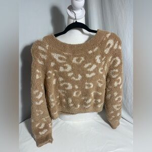 Express Tan Cheetah Crop Sweater